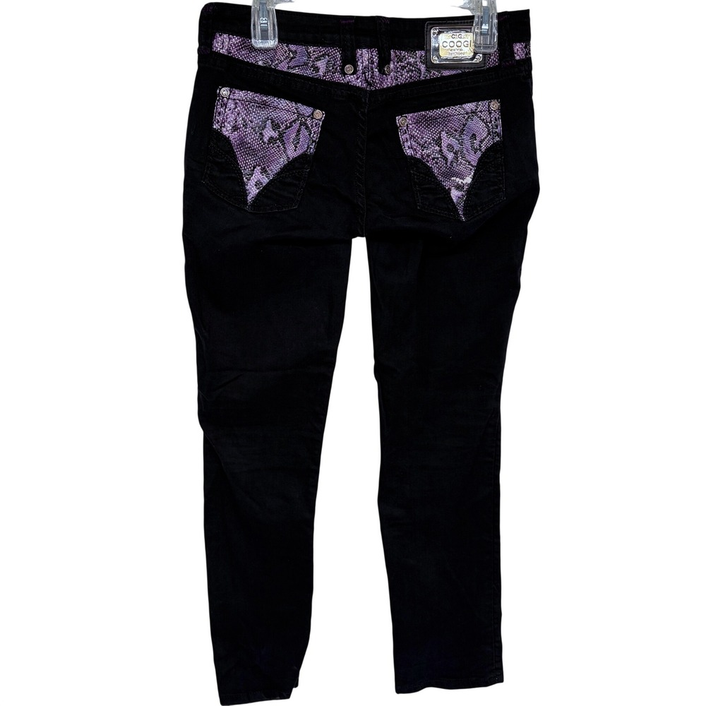 Black Coogi Jeans Womens Size‎ 9/10 Purple Snakeskin 34" waist 32" inseam